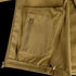 Close-up of the Condor Phantom Softshell Jacket in tan, featuring an interior zippered pocket and a drawstring at the bottom hem.